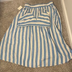 A NWT Blue and White Striped Skirt Set